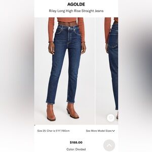 Agolde Riley Long High Rise Straight Jeans